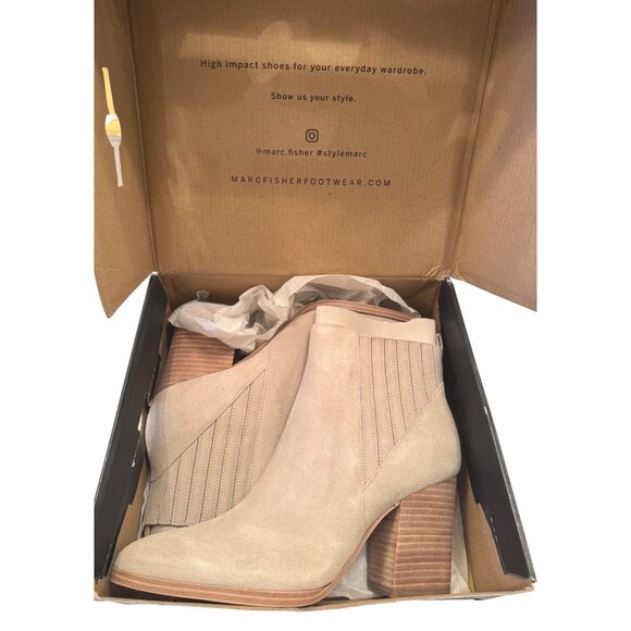 Marc Fisher Alva Size 9M Pointy Toe Bootie NWB Light Natural Suede $199 - Picture 3 of 16